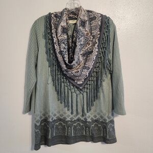 Chic Patterned Women's Sweatshirt in Green